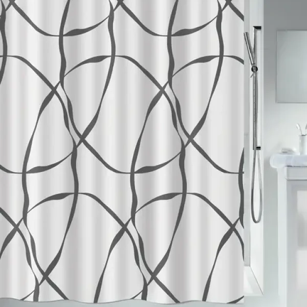 Spirella RIBBON sprchový závěs bílá / motiv stuhy / 180 x 200 cm / polyester