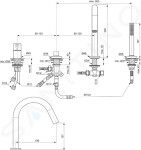 IDEAL STANDARD - Joy Baterie na okraj vany, 4-otvorová instalace, chrom BC789AA