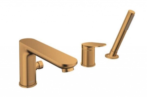 DURAVIT - Wave Baterie na okraj vany, 3-otvorová instalace, kartáčovaný bronz WA5260000004