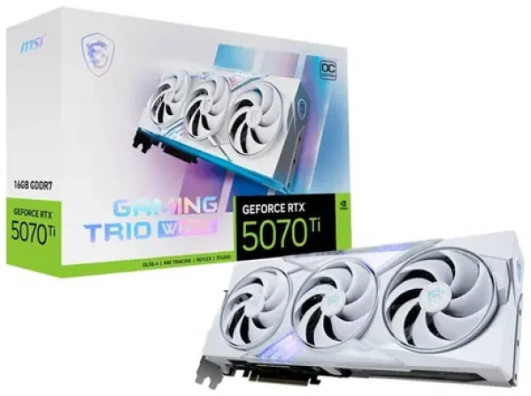 MSI GeForce RTX 5070 Ti 16G GAMING TRIO OC WHITE / 2572MHz / 16GB GDDR7 / 256-bit / 1x HDMI + 3x DP / 750W (16) (RTX 5070 Ti 16G GAMING TRIO OC WHITE)