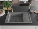 MEXEN/S - Elias granitový dřez 1 s odkapávačem včetně baterie Aster, šedá 6511-71-73450-57-B