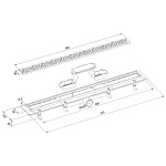 AQUALINE - MARMI podlahový žlab s nerezovým roštem, L-910, DN50 1702-90