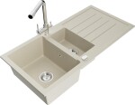 MEXEN - Andres granitový dřez s odkapávačem včetně baterie Duero, béžová 6515-69-671600-00