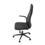 Kancelářské křeslo, černá ekokůže, houpací mechanismus s aretací ve 3 polohách, kovový kříž, kolečka pro tvrdé povrchy