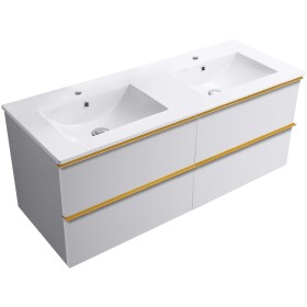 CERANO - Koupelnová skříňka Velora - bílá matná, úchytka zlatá + keramické umyvadlo Todo - 121x55x46,5 CER-664879