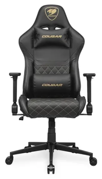 COUGAR Armor One V2 černo-zlatá / Herní židle / nastavitelná / syntetická kůže / pojezd. kolečka / nosnost 120 kg (CGR-AO2-GLB)