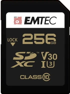 EMTEC SpeedIN Pro 256GB / UHS-I U3 V30 / class 10 / čtení: 100MBs / zápis: 50MBs (ECMSD256GXC10SP)