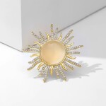 Brož se zirkony a s opálem Solana - symbol slunce, Zlatá
