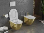 MEXEN - Lena Závěsná WC mísa včetně sedátka s slow-slim, duroplast, bílá/zlatá 30224006