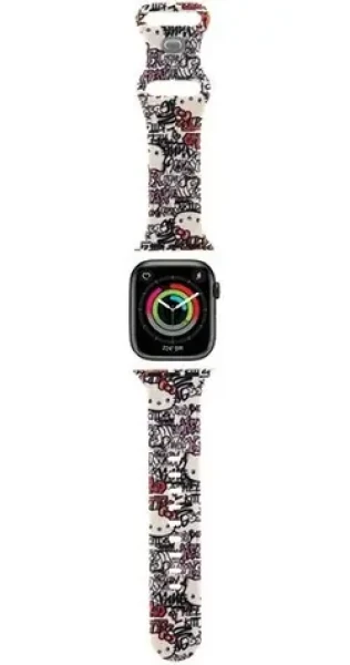 Hello Kitty Silicone Tags Graffiti béžová / Řemínek pro Apple Watch / 38/40/41mm (HKAWMSDGPTE)