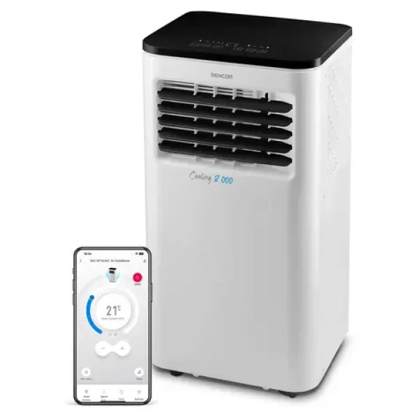 SENCOR SAC MT8048C bílá / mobilní klimatizace / 8000 BTU / chlazení / odvlhčování / ventilátor / smart WiFi (8590669386437)