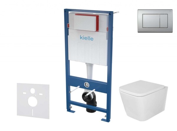 Kielle - Genesis Set předstěnové instalace, klozetu Arkas I, sedátka softclose a tlačítka Gemini III, matný chrom 30505SS35