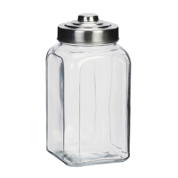 MADAM STOLTZ Skleněná dóza Steel Lid 2 l, čirá barva, sklo, kov