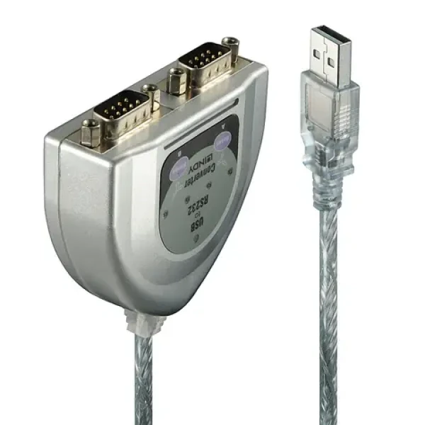 Lindy stříbrná / Převodník USB - sériový port / 2× RS232 / 0,6 m (42889)