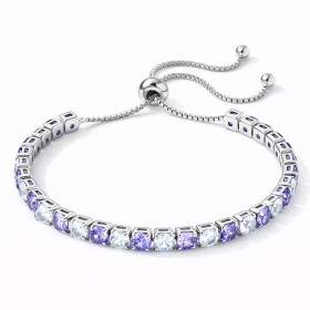 Tennis náramek s fialovými a čirými zirkony Cianoti, Fialová 26 cm