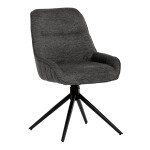 Židle jídelní a konferenční, tmavě šedá látka, černé kovové nohy, otočná P90°+ L 90° s vratným mechanismem - funkce res