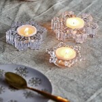 Bloomingville Skleněný svícen na čajovou svíčku Dania Clear – set 3 ks, čirá barva, sklo