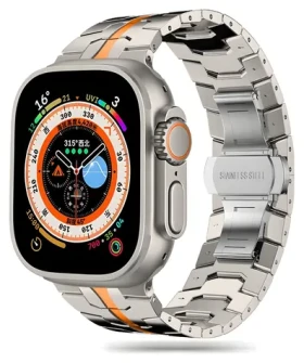Tech-Protect Stainless Line titanově oranžová / Řemínek / Apple Watch 4/5/6/7/8/9/SE/Ultra 1/2 / 42/44/45/49 mm