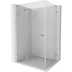 MEXEN/S - Lunar L sprchový kout dveře křídlové levá 85 x 80, transparent, zlato 834L-085-080-50-00-L