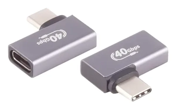 Shiverpeaks USB-C adaptér Pro 90° šedá / Adaptér / Úhlový 90° / USB4 40 Gbit/s / DisplayPort 2.0 / kovové tělo (BS13-60001)