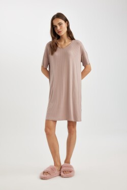 DEFACTO Fall in Love V Neck Viscose Short Sleeve Nightgown