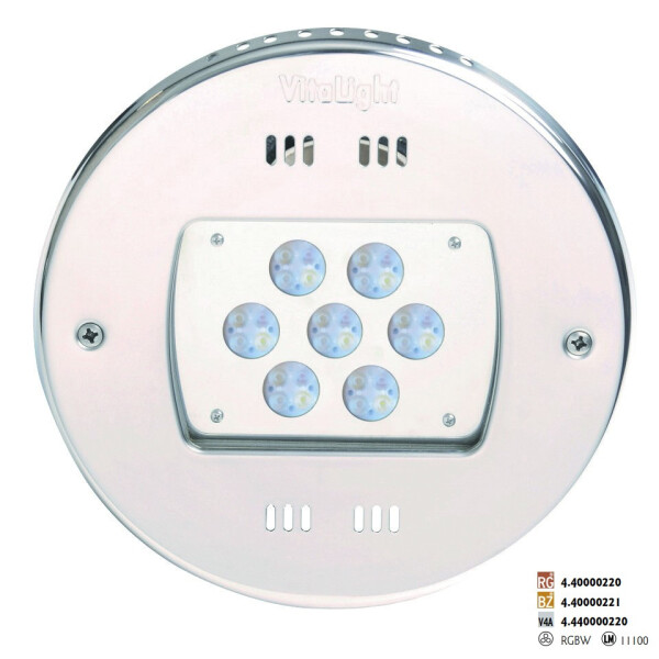 LED Světlo Hugo Lahme - RGBW barevné; 24 V; 28 LED, Ø 270 mm, červený bronz - odolná vůči slané vodě, pro fóliové a betonové bazény