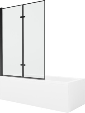 MEXEN/S - Cubik obdélníková vana 150 x 70 cm s panelem + vanová zástěna 120 cm, černá vzor 550315070X9212027070