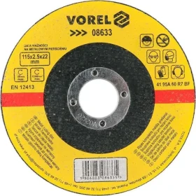 Vorel Řezný kotouč na kov 115 mm / Řezný kotouč / Průměr 115 x 22 mm / Tloušťka 2,5 mm
