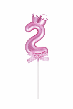 Cake star Dortová svíčka s "korunkou" ružovo-zlatá č.2