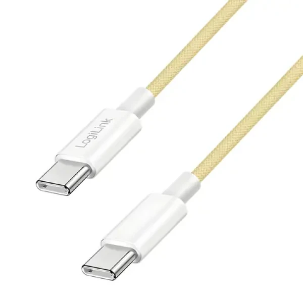 LogiLink USB-C - USB-C žlutá / Nylonový kabel / USB 2.0 / 60 W / 1 m (CU0353)