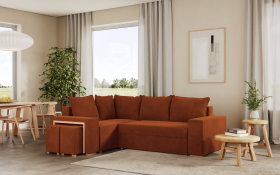 FRONTI Rohová rozkládací sedačka MALAGA oranžová - CORD 205.11 17814