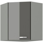 Horní rohová skříňka 60x60 GN-72 1F (45°) Barva korpusu: Šedá, Barva dvířek: Krémový lesk (Karmen)