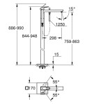 GROHE - Eurocube Vanová baterie na podlahu, s příslušenstvím, chrom 23672001