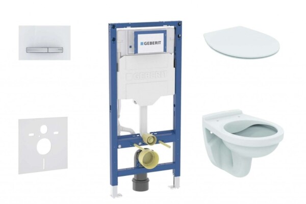 GEBERIT - Duofix Set předstěnové instalace, klozetu Alpha a sedátka softclose, tlačítko Sigma50, alpská bílá SANI11CD3107