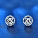 Royal Fashion stříbrné náušnice HA-XEZ004-SILVER-MOISSANITE-ZIRCON