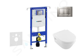 GEBERIT - Duofix Modul pro závěsné WC s tlačítkem Sigma30, matný chrom/chrom + Villeroy Boch - WC a sedátko, DirectFlush, SoftClose, CeramicPlus 111.355.00.5 NB7