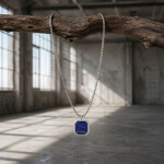 Pánský náhrdelník Fabiano - lapis lazuli, chirurgická ocel, Stříbrná 60 cm