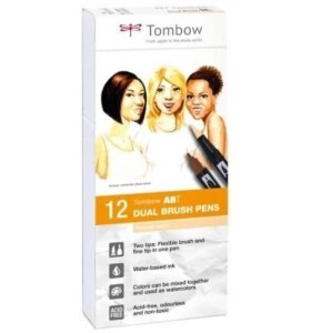 Tombow Oboustranný štětcový fix ABT - Portrait colors 12 ks