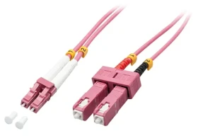 Lindy LC-SC růžová / Optický patch kabel / Multimode OM4 / Duplexní / 50/125 µm / 3 m (46362)