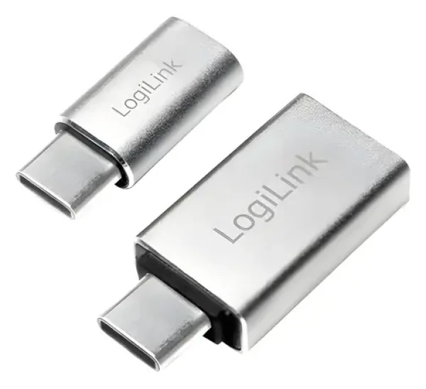 LogiLink sada adaptérů USB-C / Adaptér / USB-C (M) - USB-A, Micro USB (F) / hliník / 2 ks (AU0040)