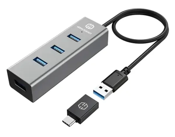 GrauGear G-HUB4-AC / USB hub / 4x USB 3.0 / vč. USB-C adaptéru / hliníkové tělo (G-HUB4-AC)