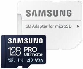 SAMSUNG Micro SDXC PRO Ultimate 128GB + SD adaptér / UHS-1 / Class 10 / U3 / Čtení: 200MBps / Zápis: 130MBps (MB-MY128SA/WW)