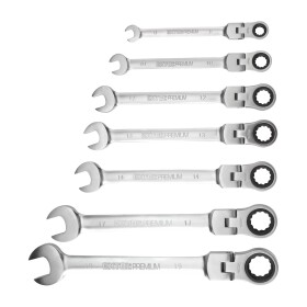 EXTOL PREMIUM 8816105 Klíče ráčnové kloubové, 8-19mm, 72 zubů, sada 7ks