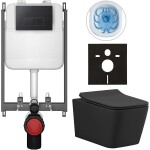 CERANO - Kompletní WC set Basic/Forte - černá matná - WC tlačítko Modulo/Černá - pro zazdění - 51x36 CER-8050BD86411