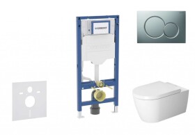 GEBERIT - Duofix Set předstěnové instalace, klozetu ME by Starck a sedátka softclose, tlačítko Sigma01, matný chrom SANI11CP2110