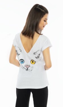 Dámské pyžamo kapri Vienetta Secret Velká kočka bílá