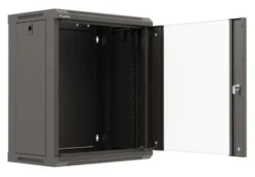 Lanberg Nástěnný rozvaděč 12U černá / Nástěnný rozvaděč / 19" / 12U / 540×350 mm / Prosklené dveře (WF03-5312-10B)