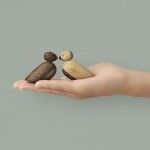 Kay Bojesen Dřevěný ptáček Natural and Smoked Oak Wood – set 2 ks, hnědá barva, přírodní barva, dřevo