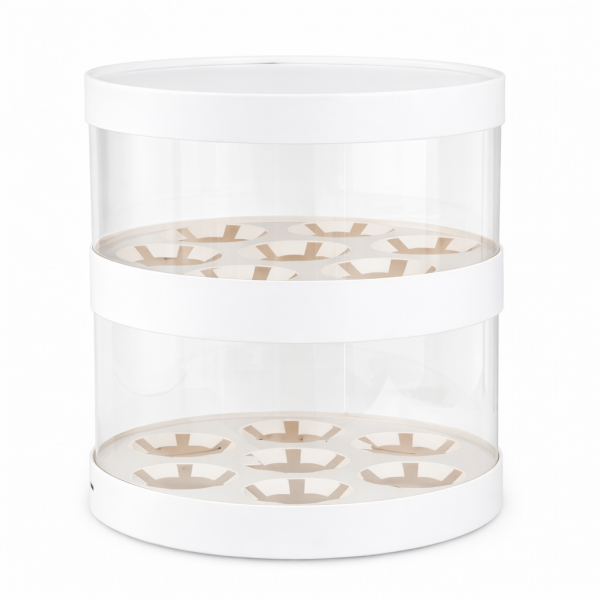 Cake star Plastový kulatý box na cupcakes bílý 2 patra (na 12ks)