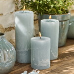Ib Laursen Svíčka Rustic Dusty Blue 10 cm, modrá barva, vosk